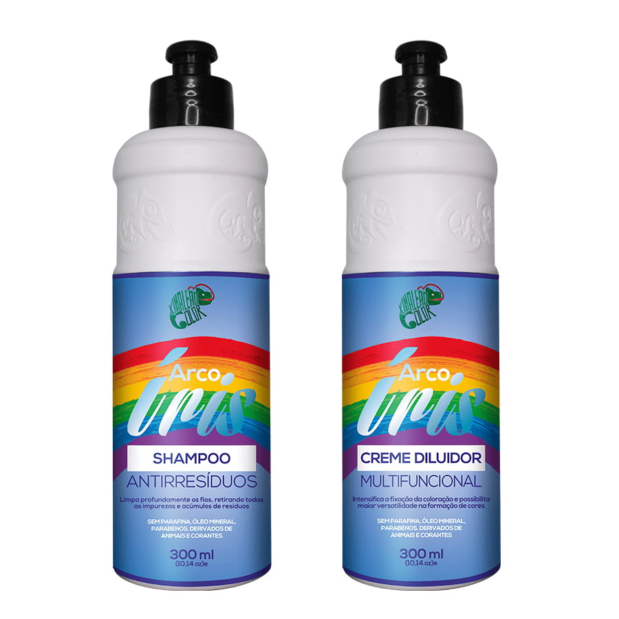 Arco Íris Kit Shampoo de Limpeza e Creme Diluidor 300ml - Kamaleão Color