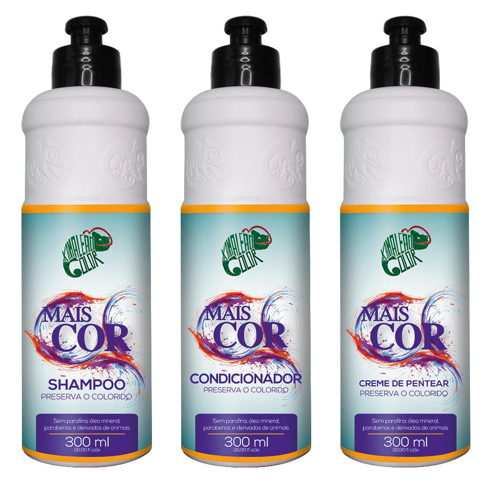 Kit Mais Cor - Shampoo, Condicionador e Creme de Pentear - Kamaleão Color